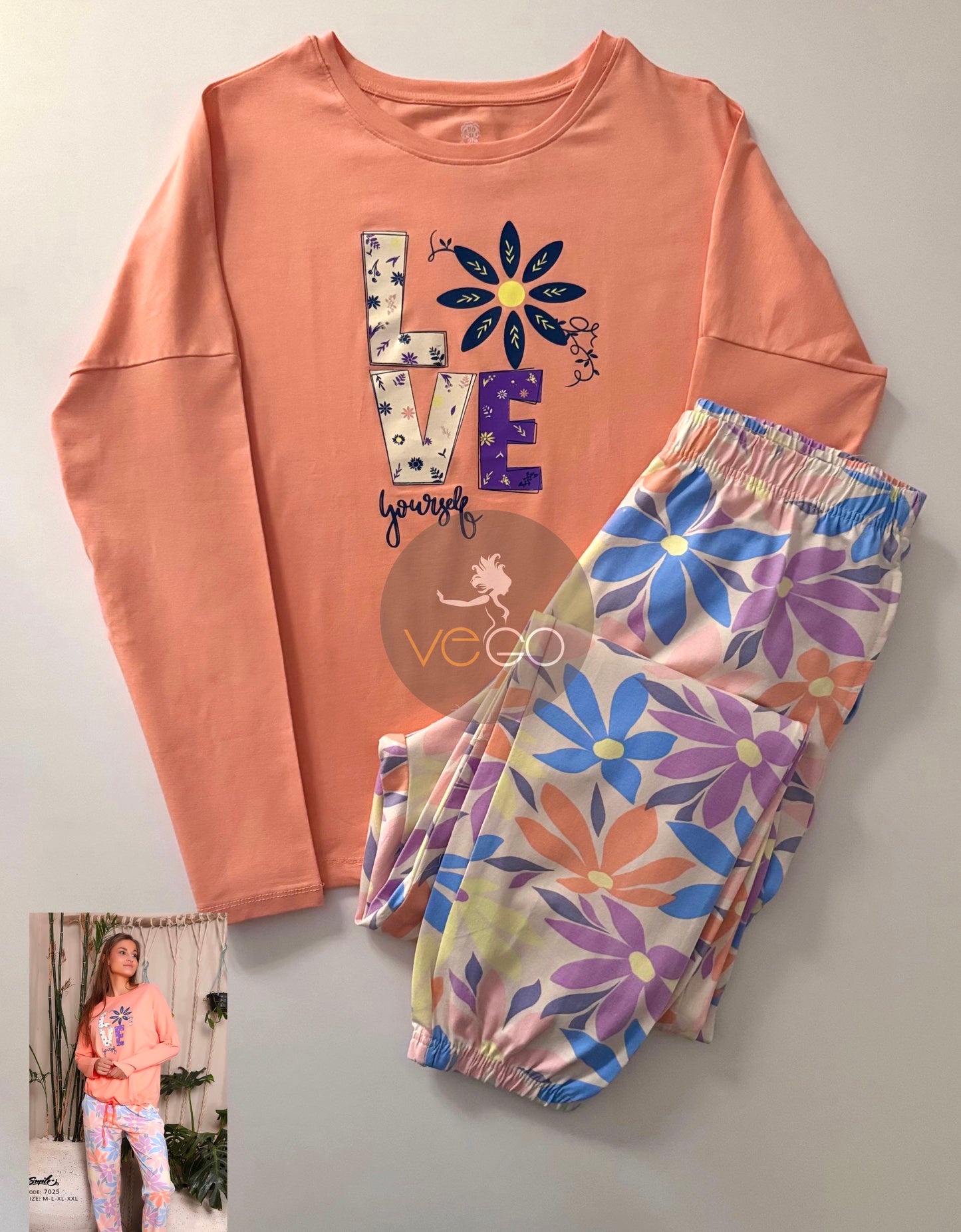 Summer women pajama smile long sleeve