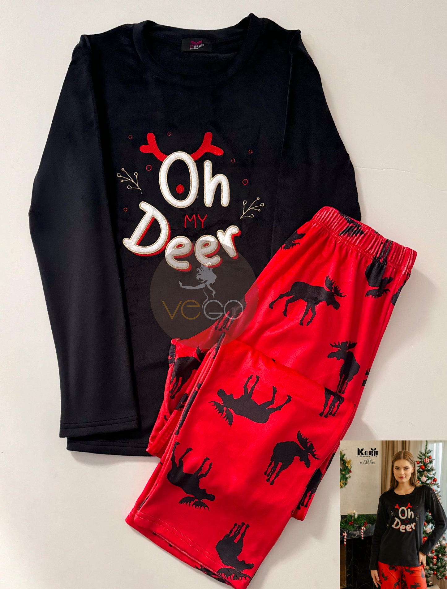 Winter women pajama kera long sleeve