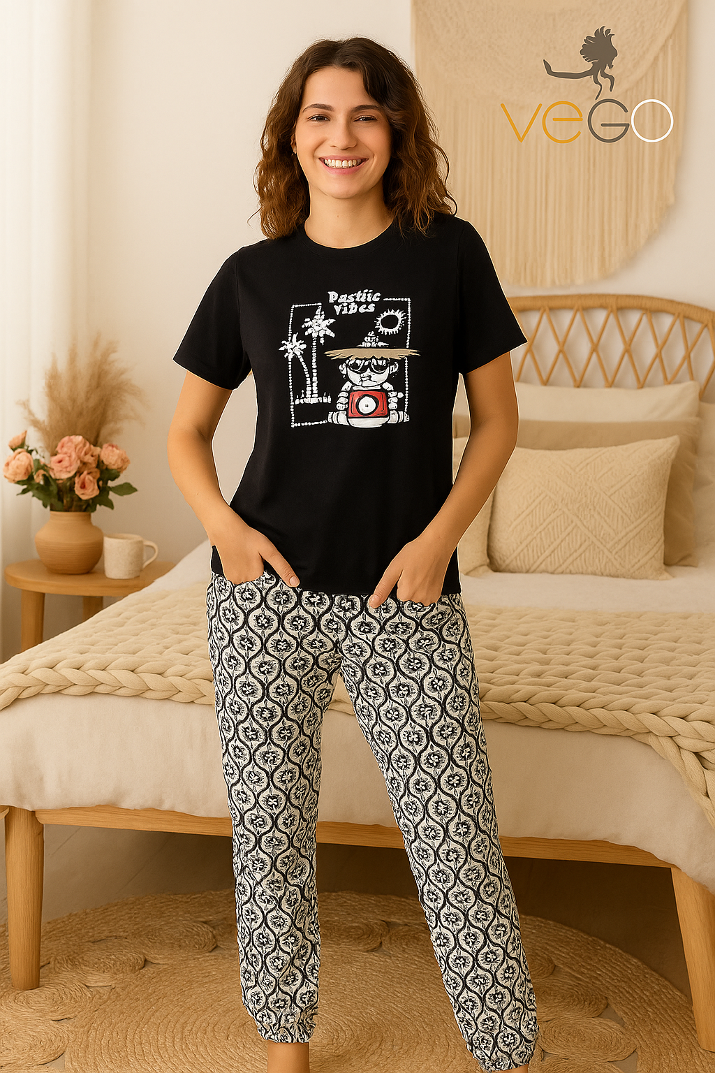 Summer women pajama smile pant