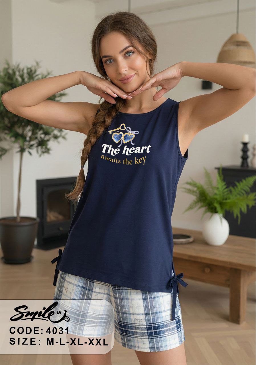 Summer women pajama smile 4031