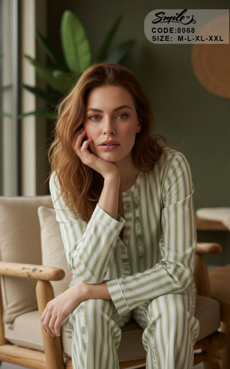 Summer women pajama smile 8068