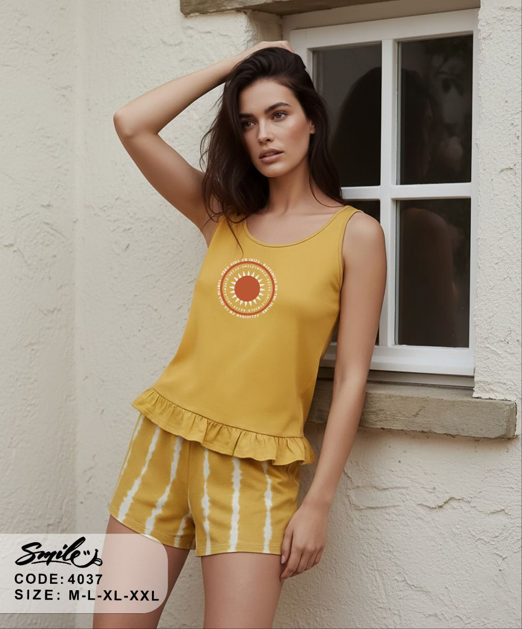 Summer women pajama smile 4037