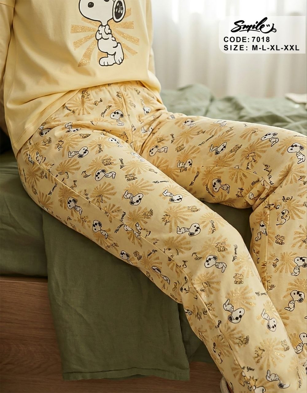 Summer women pajama smile 7018