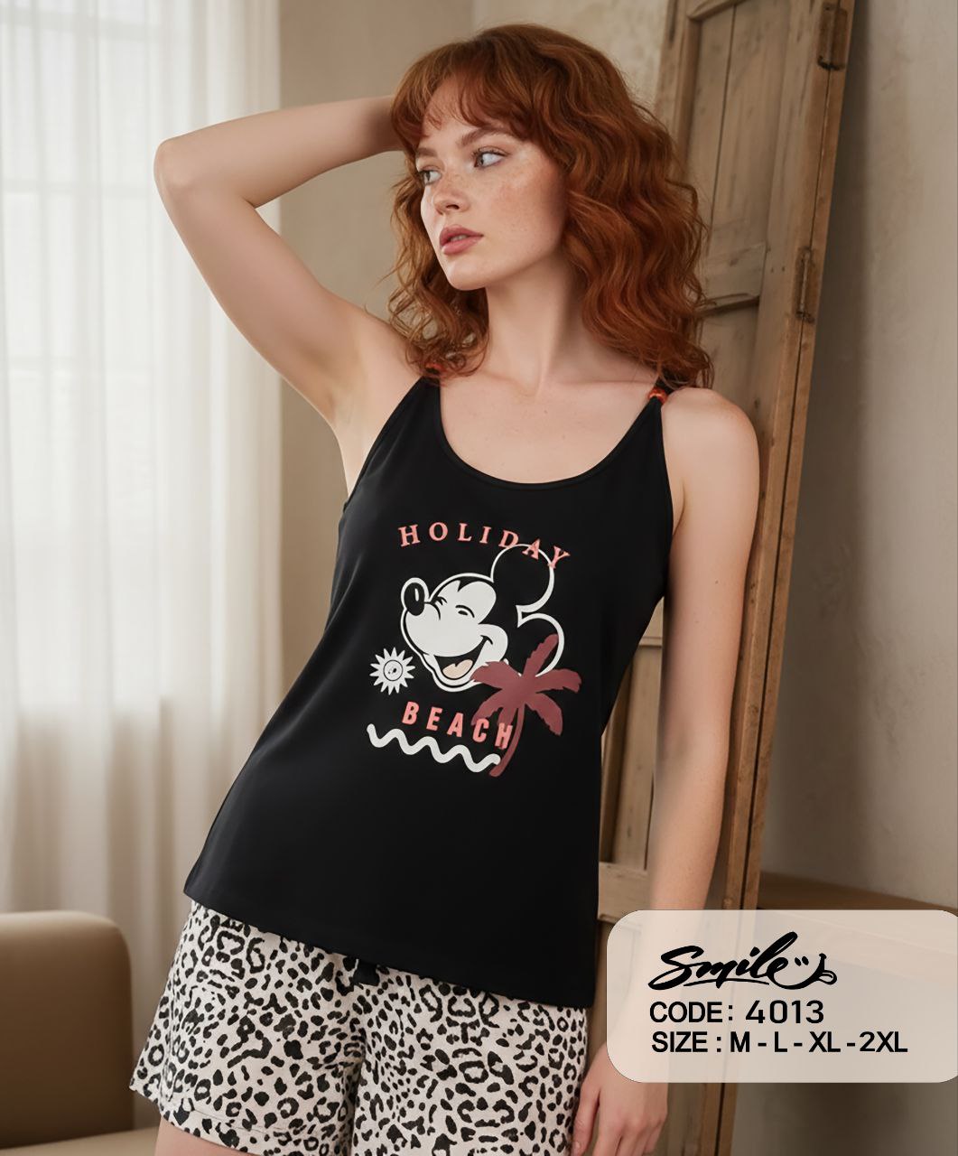 Summer women pajama smile 4013