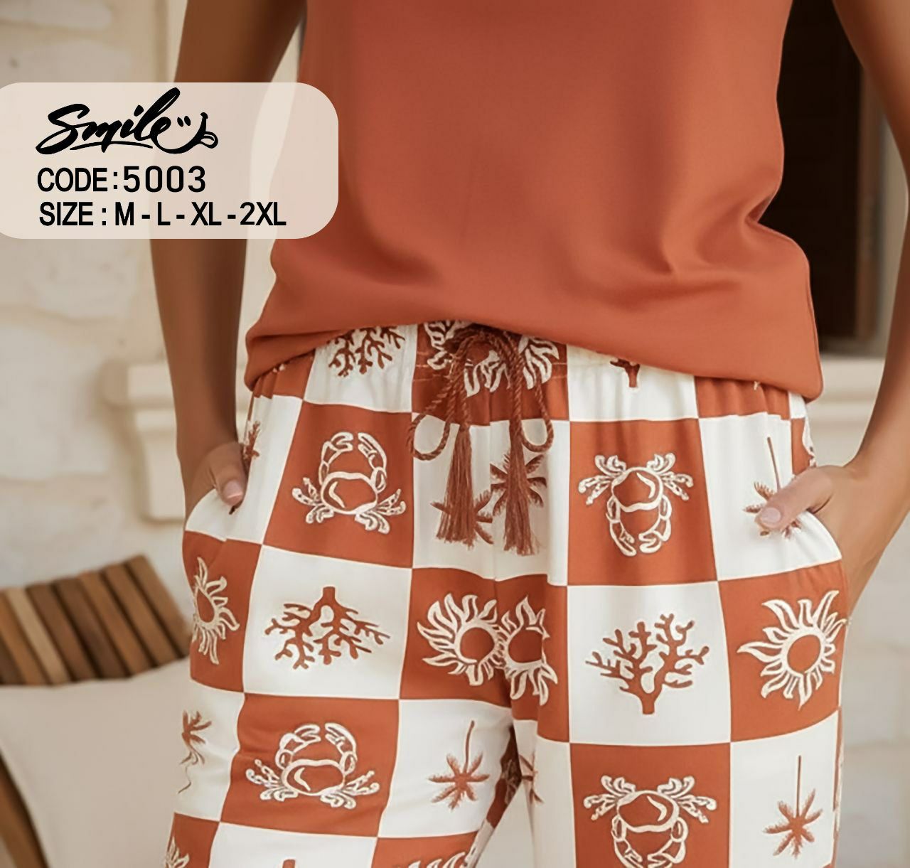 Summer women pajama smile 5003