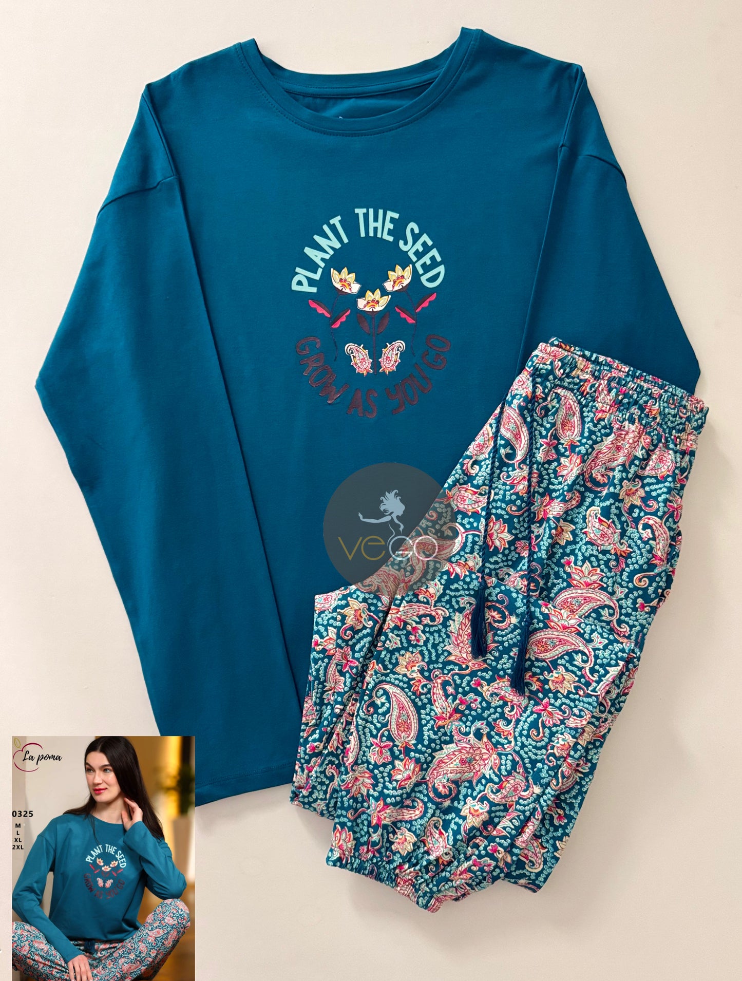 Summer women pajama la poma long sleeve