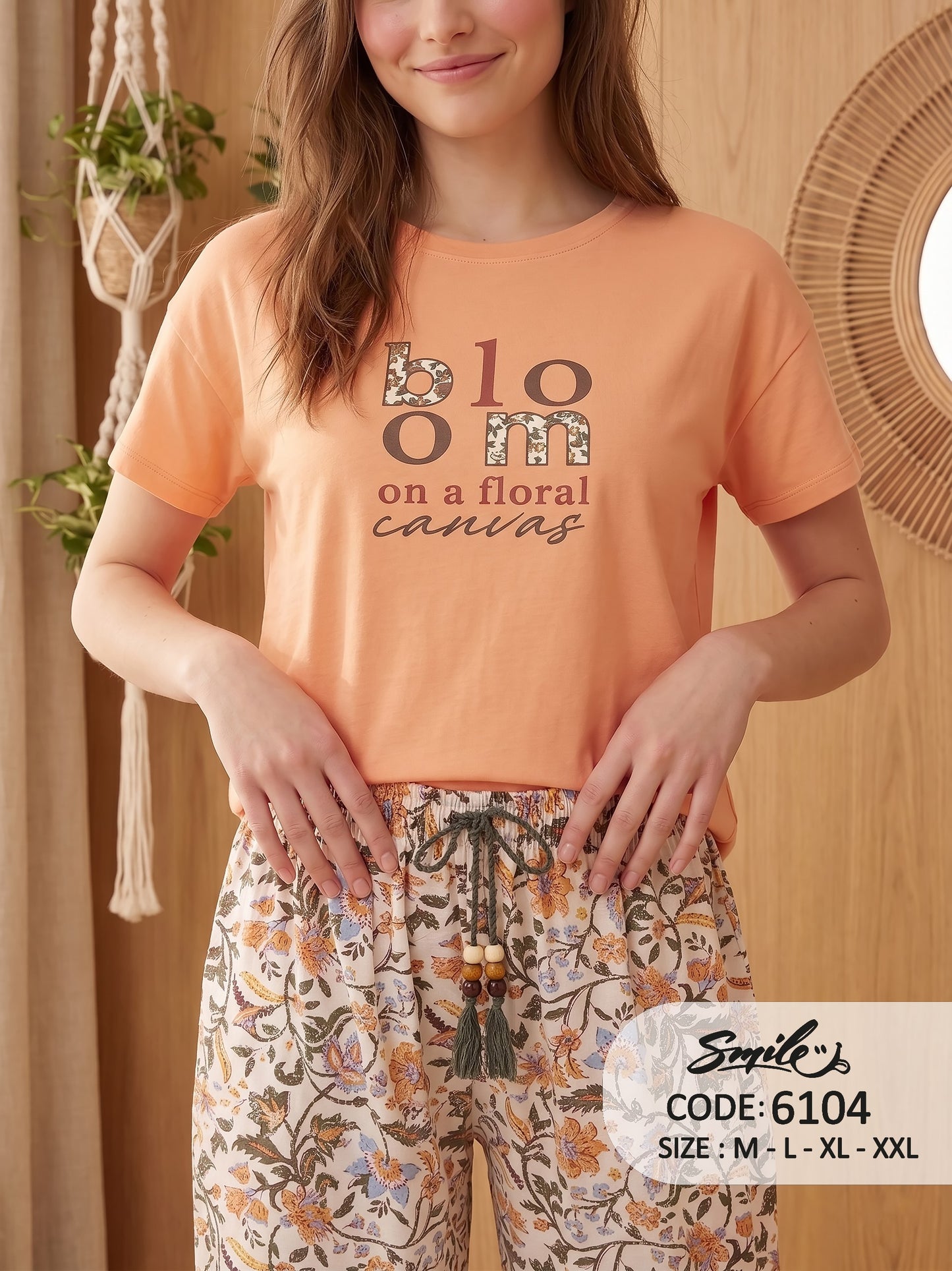 Summer women pajama smile pant 6104