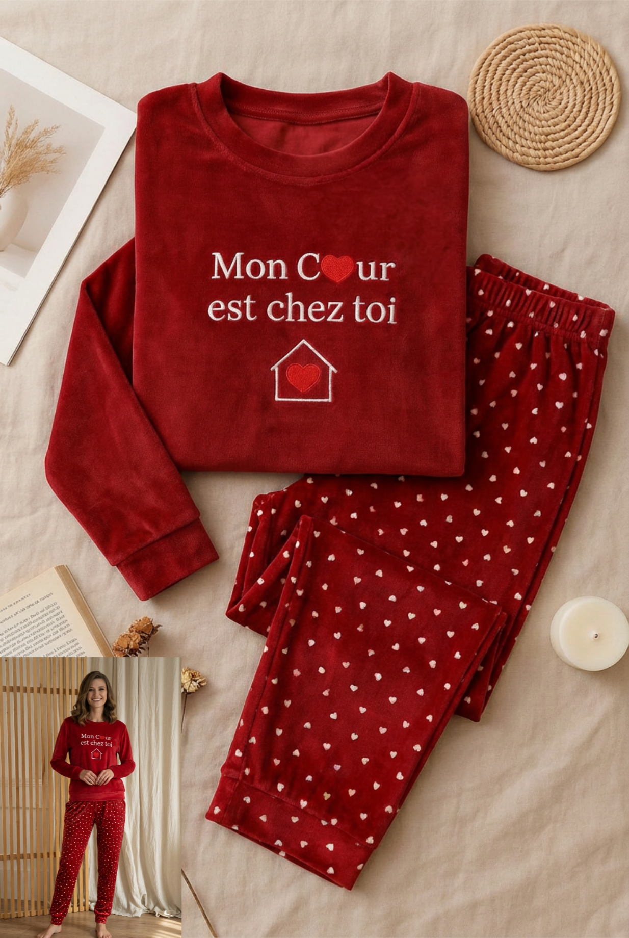 Winter women pajama smile 6244