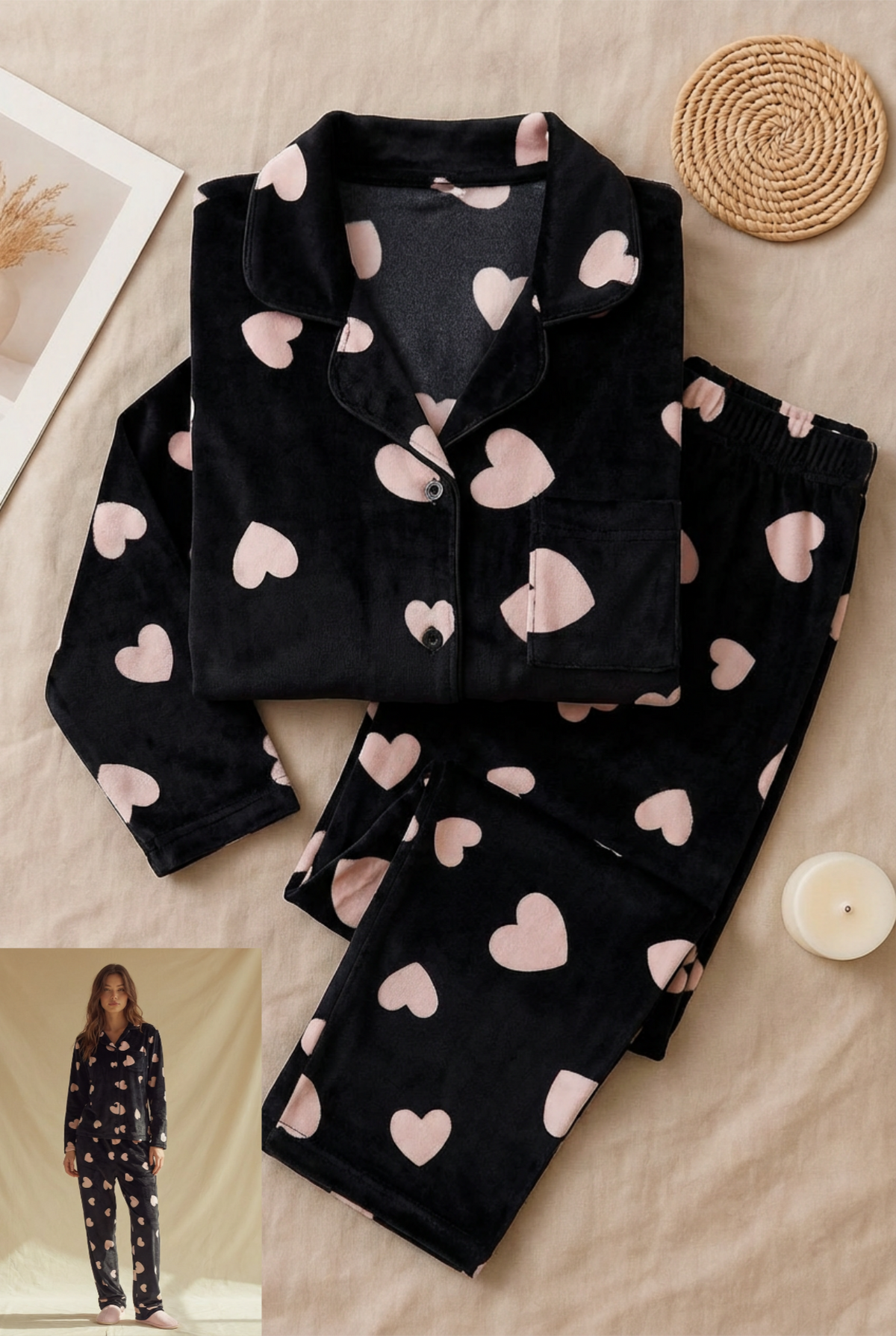 Winter women pajama smile 8861