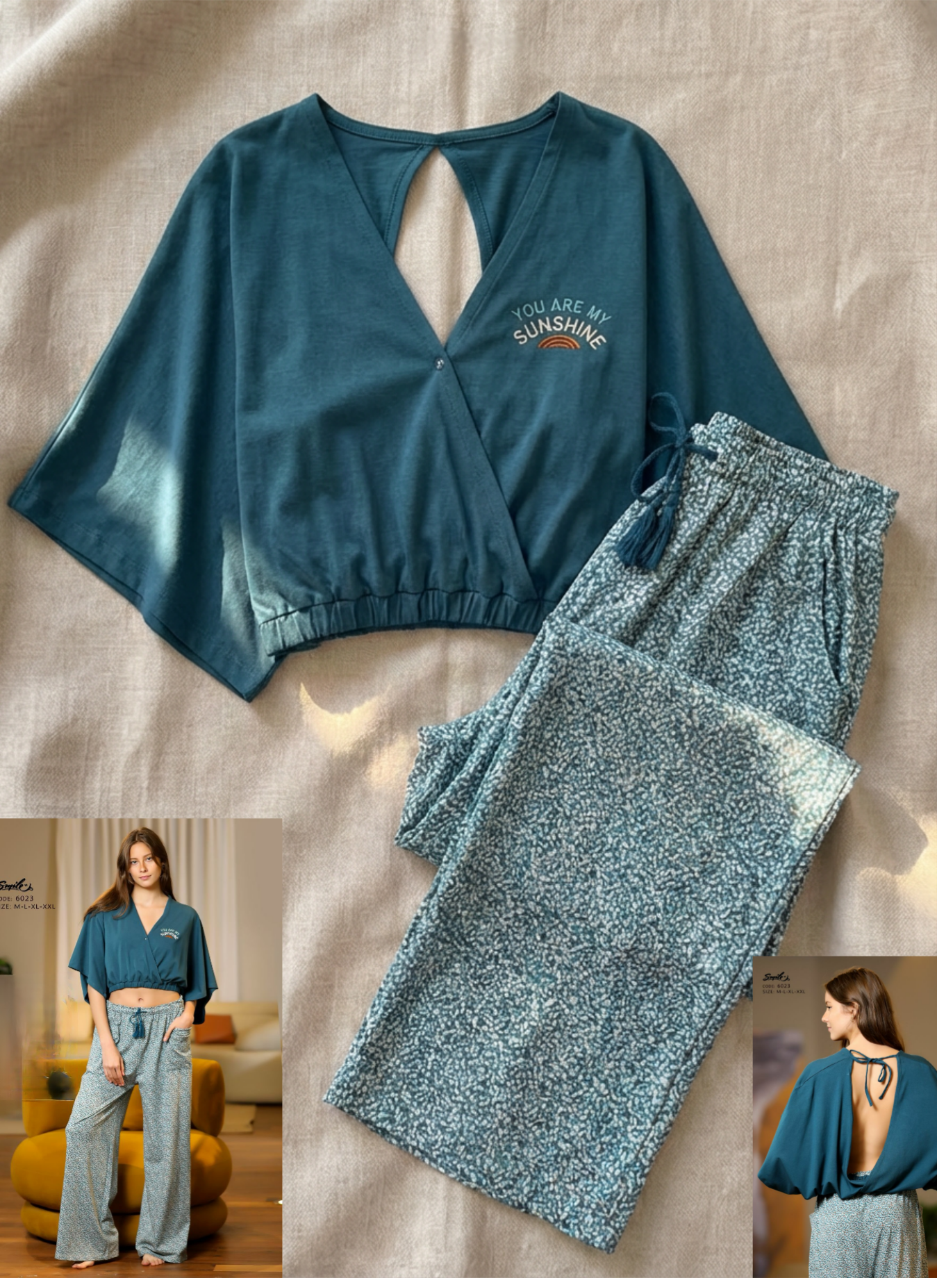 Summer women pajama smile pant 6023