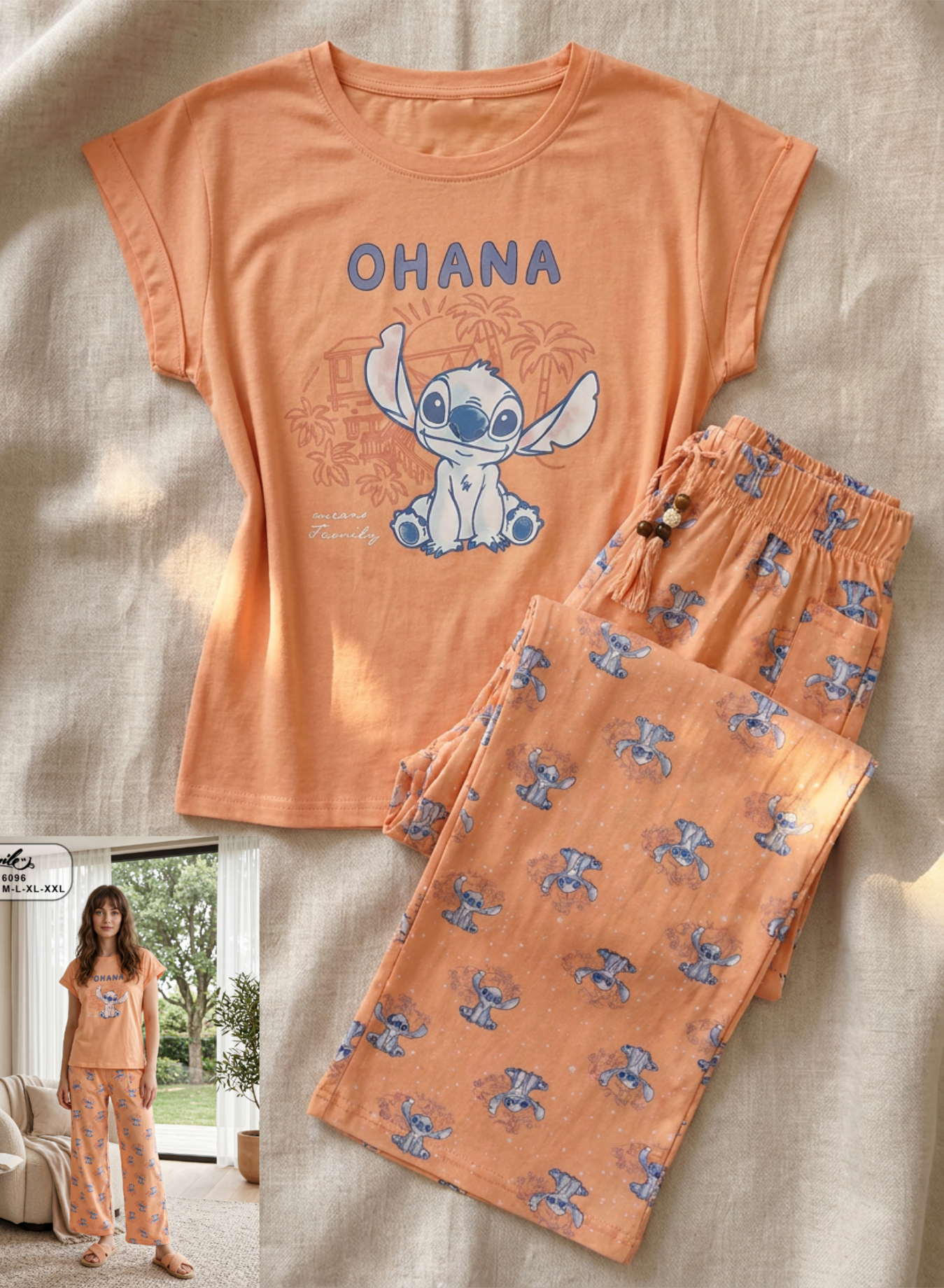 Summer women pajama smile 6096