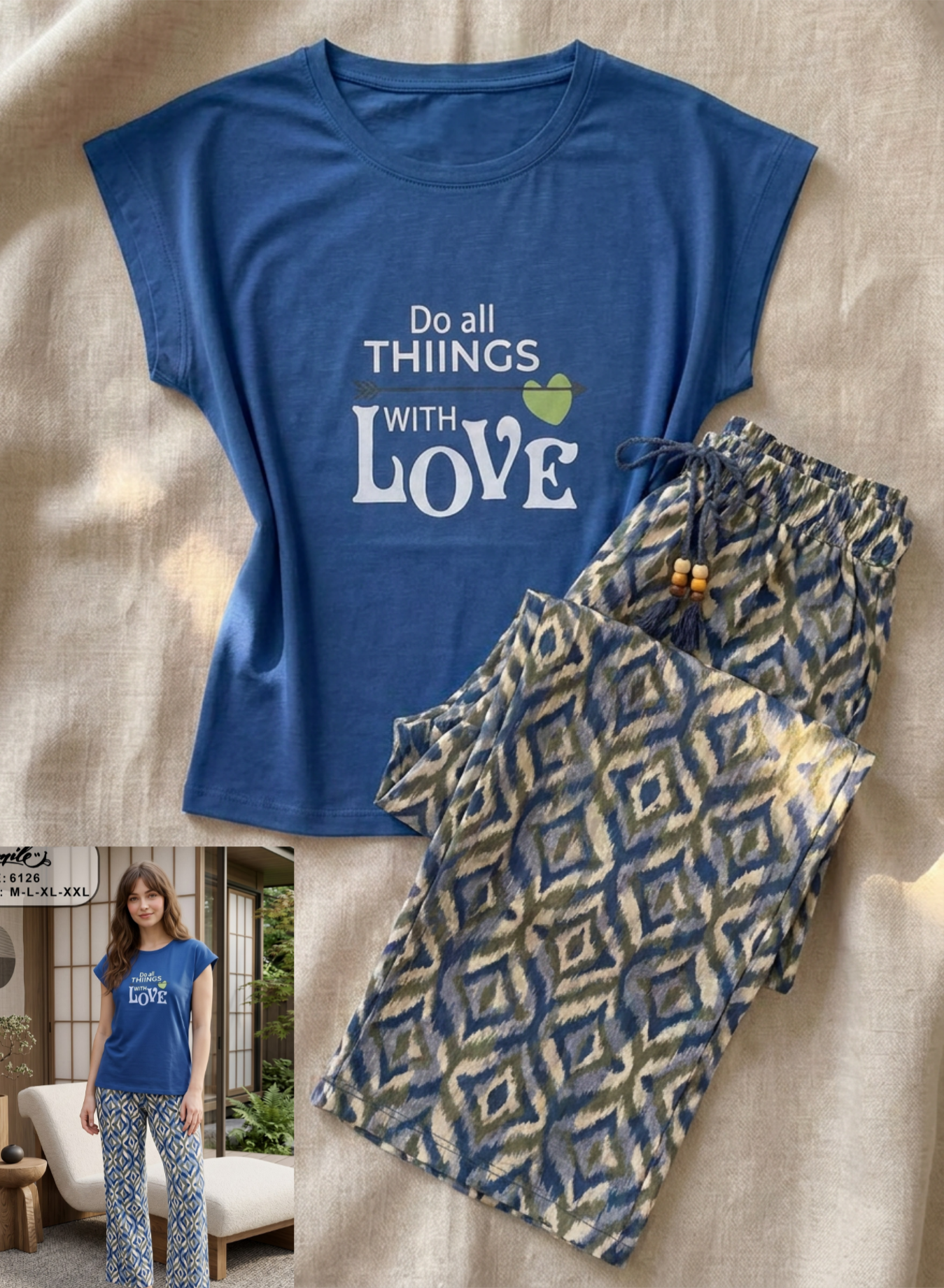 Summer women pajama smile 6126