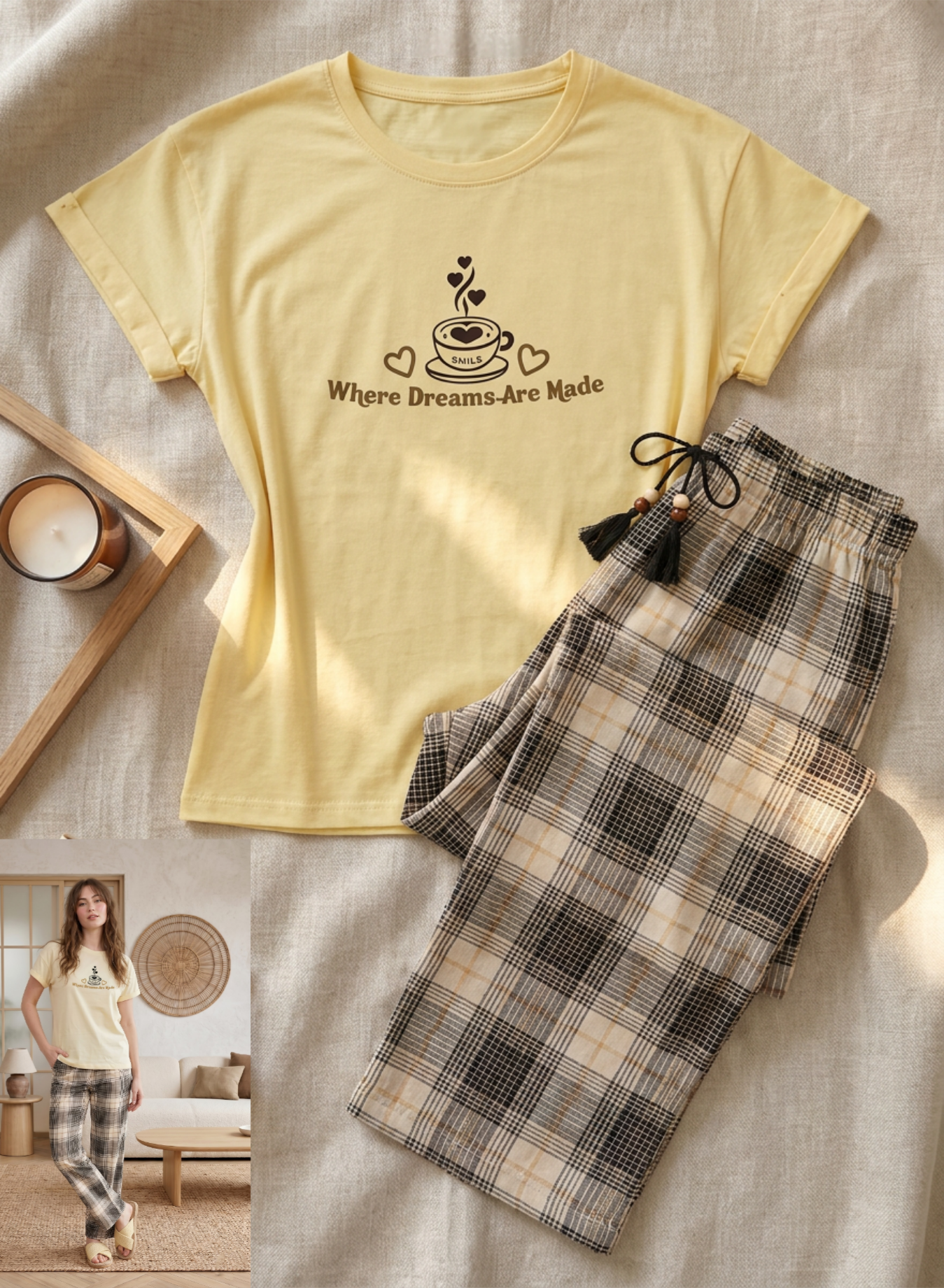 Summer women pajama smile 6100
