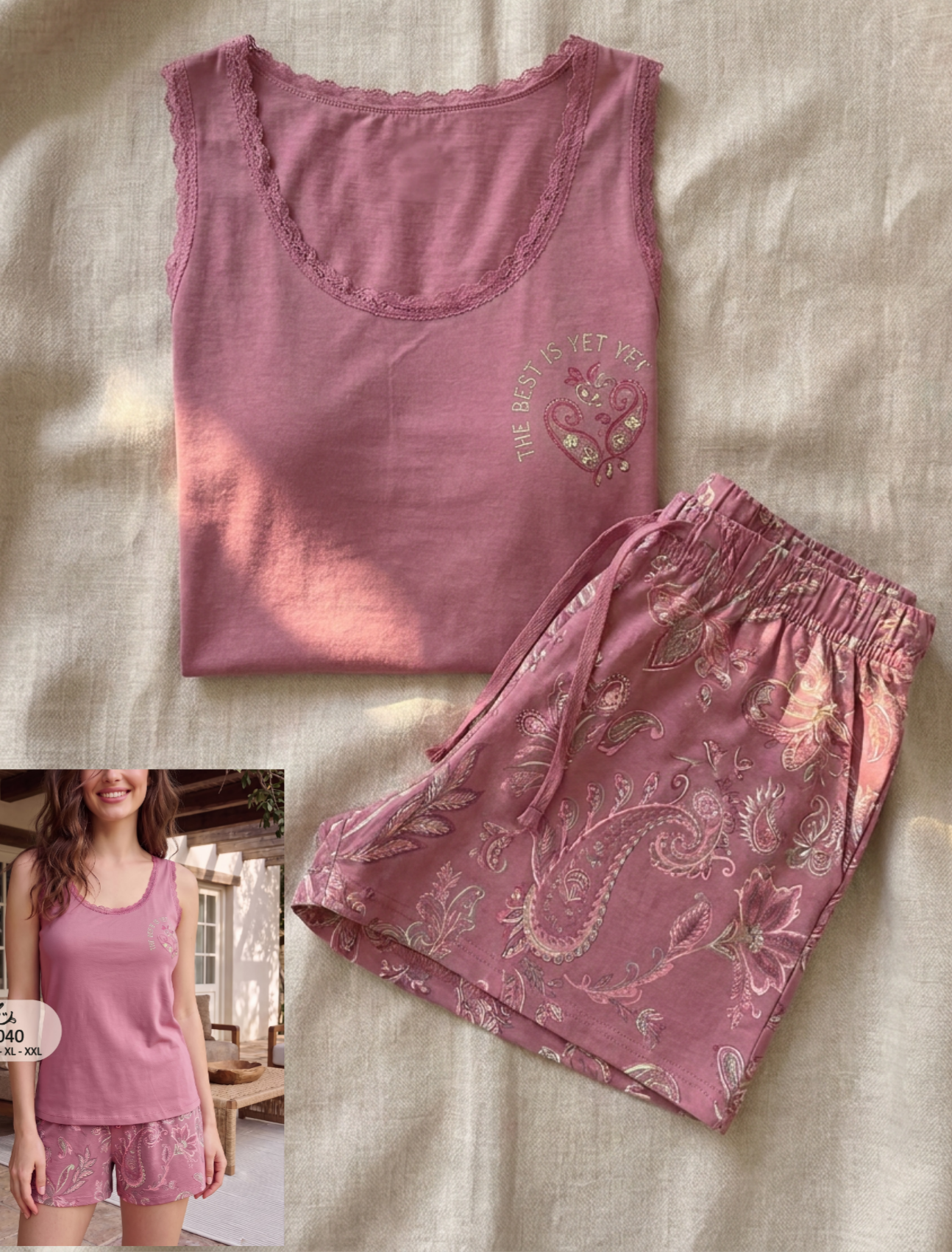 Summer women pajama smile 4040