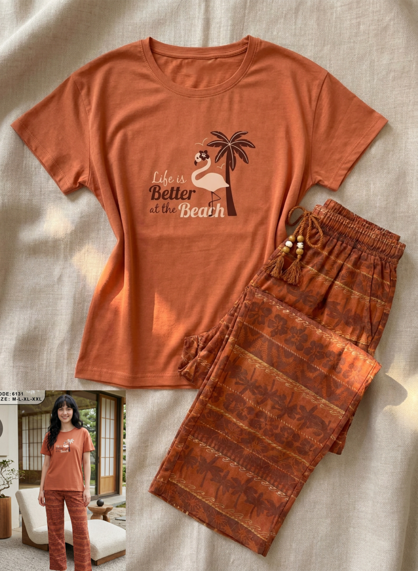 Summer women pajama smile pant 6131-9131