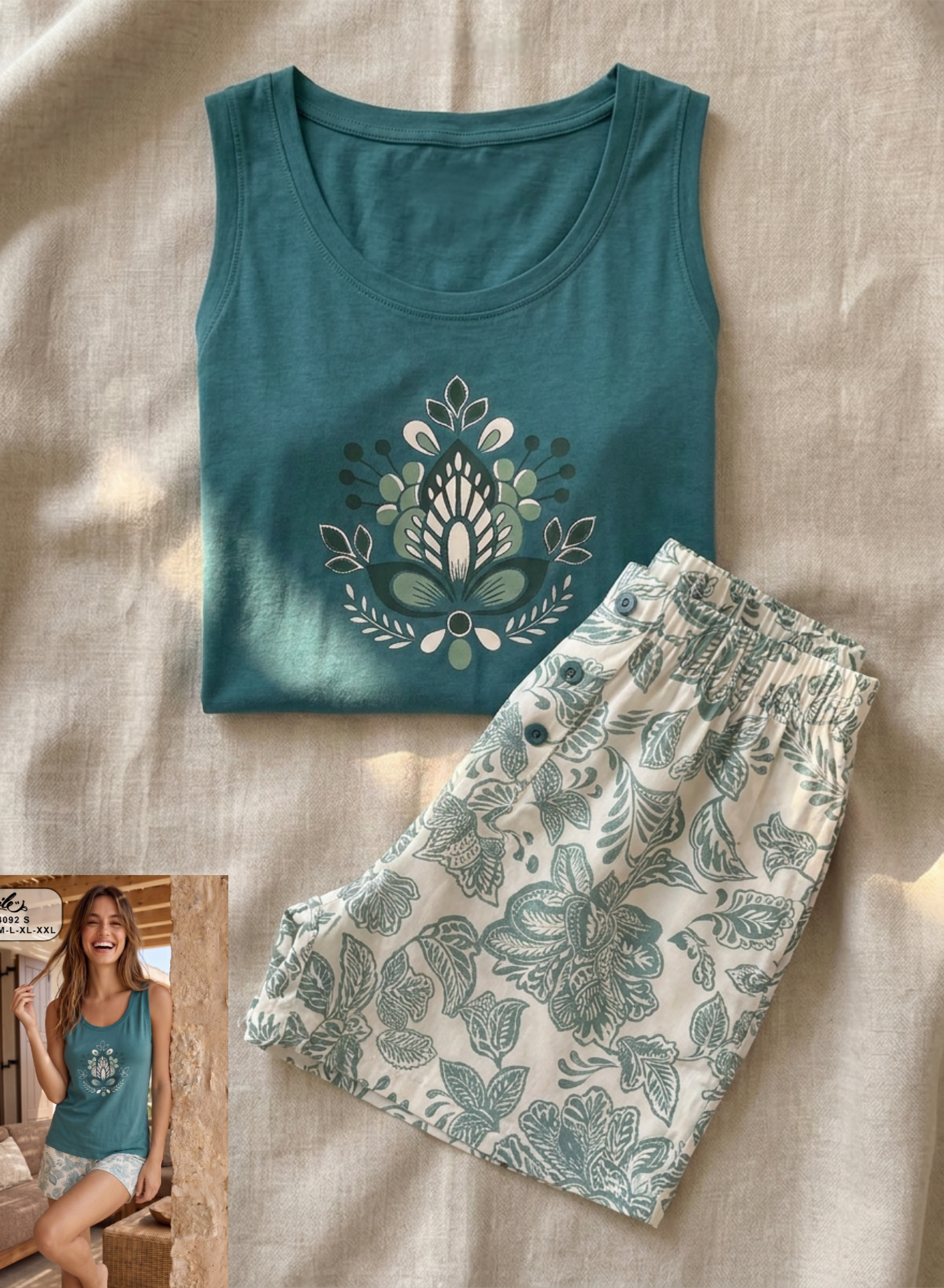 Summer women pajama smile 4092