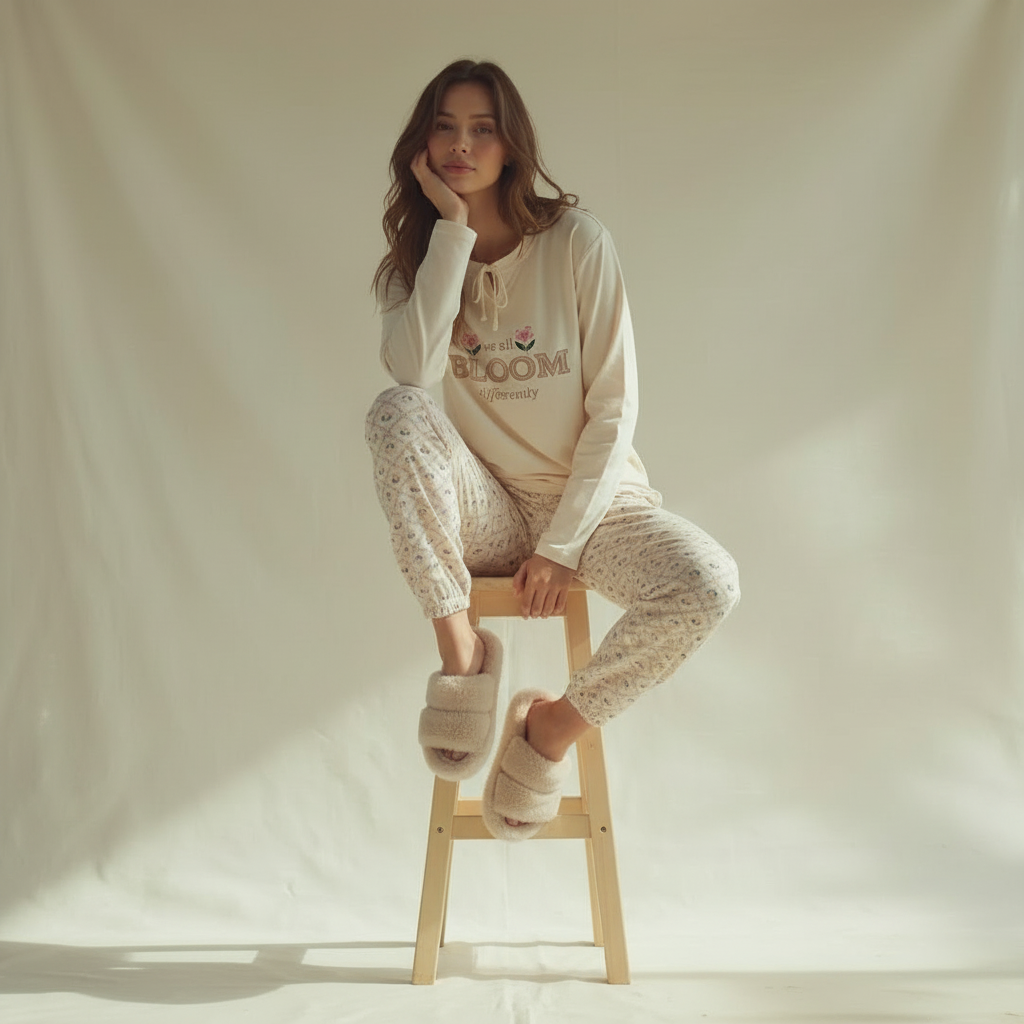 Winter women pajama smile 6205