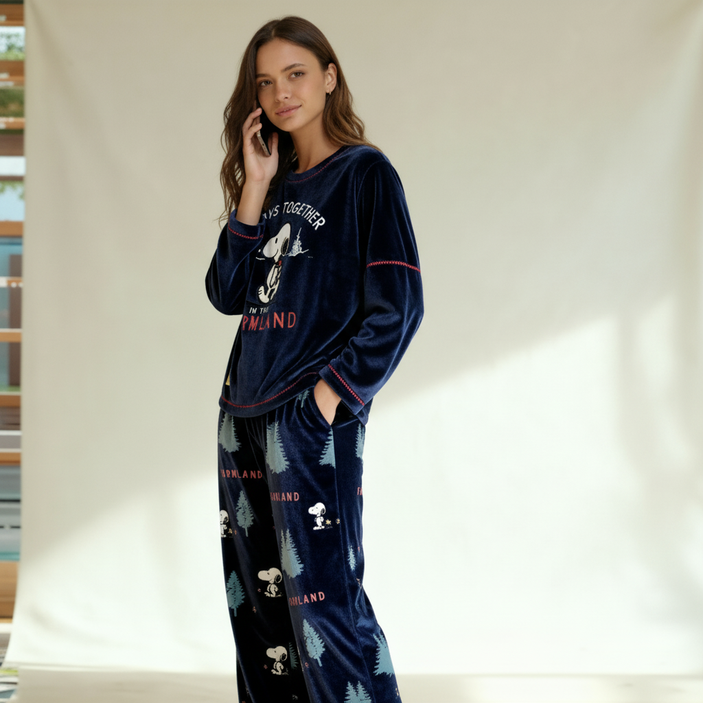 Winter women pajama smile 6214