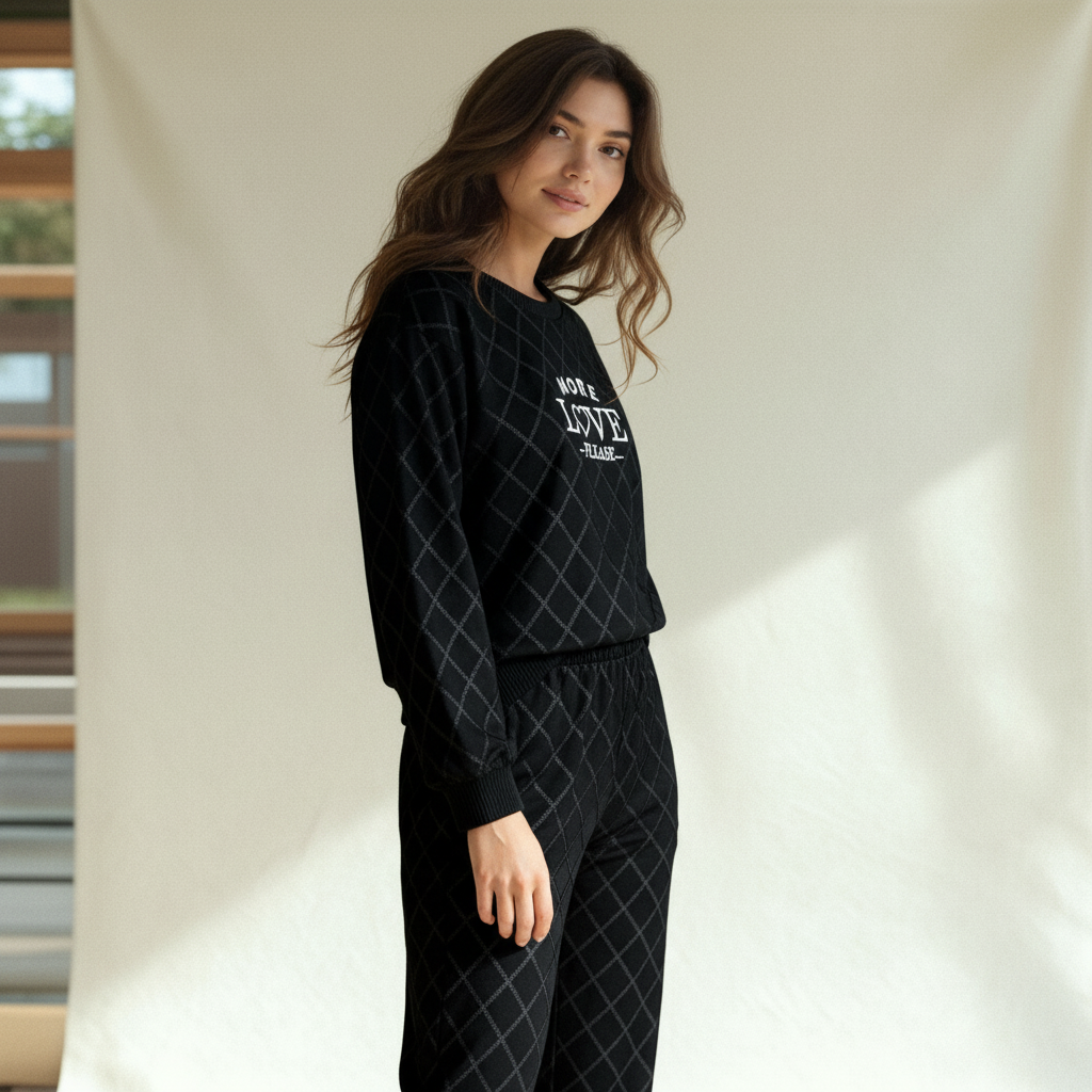 Winter women pajama smile 6217