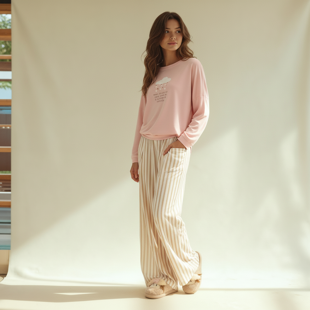 Winter women pajama smile 6201