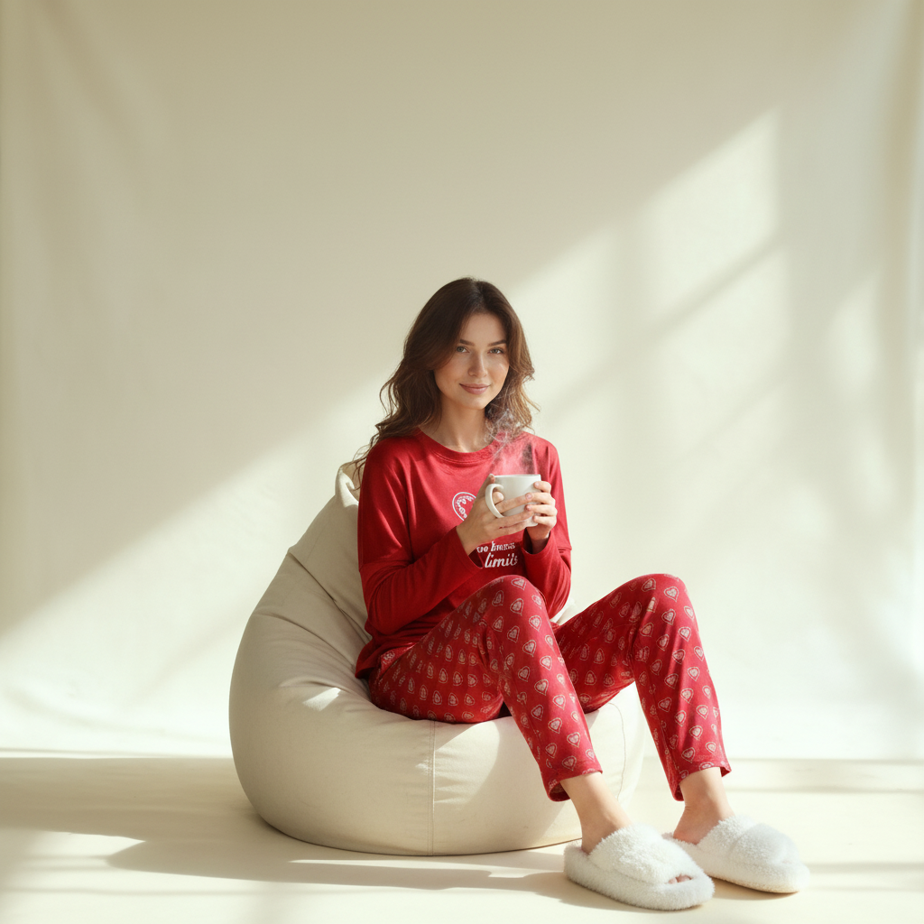 Winter women pajama smile 6243