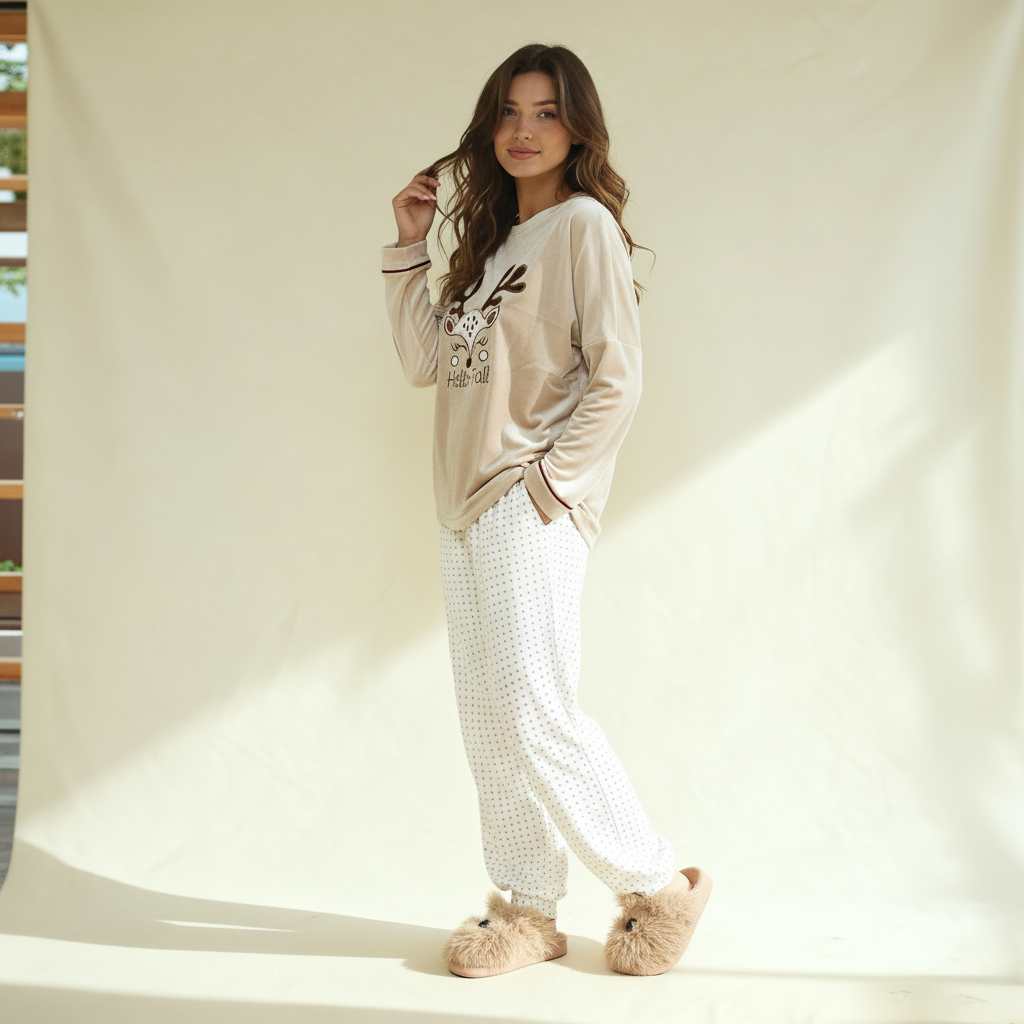 Winter women pajama smile 6204