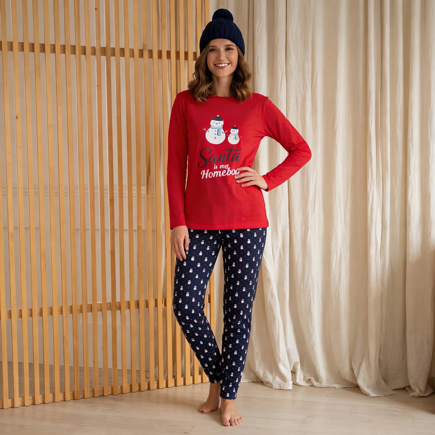 Winter women pajama smile 6370