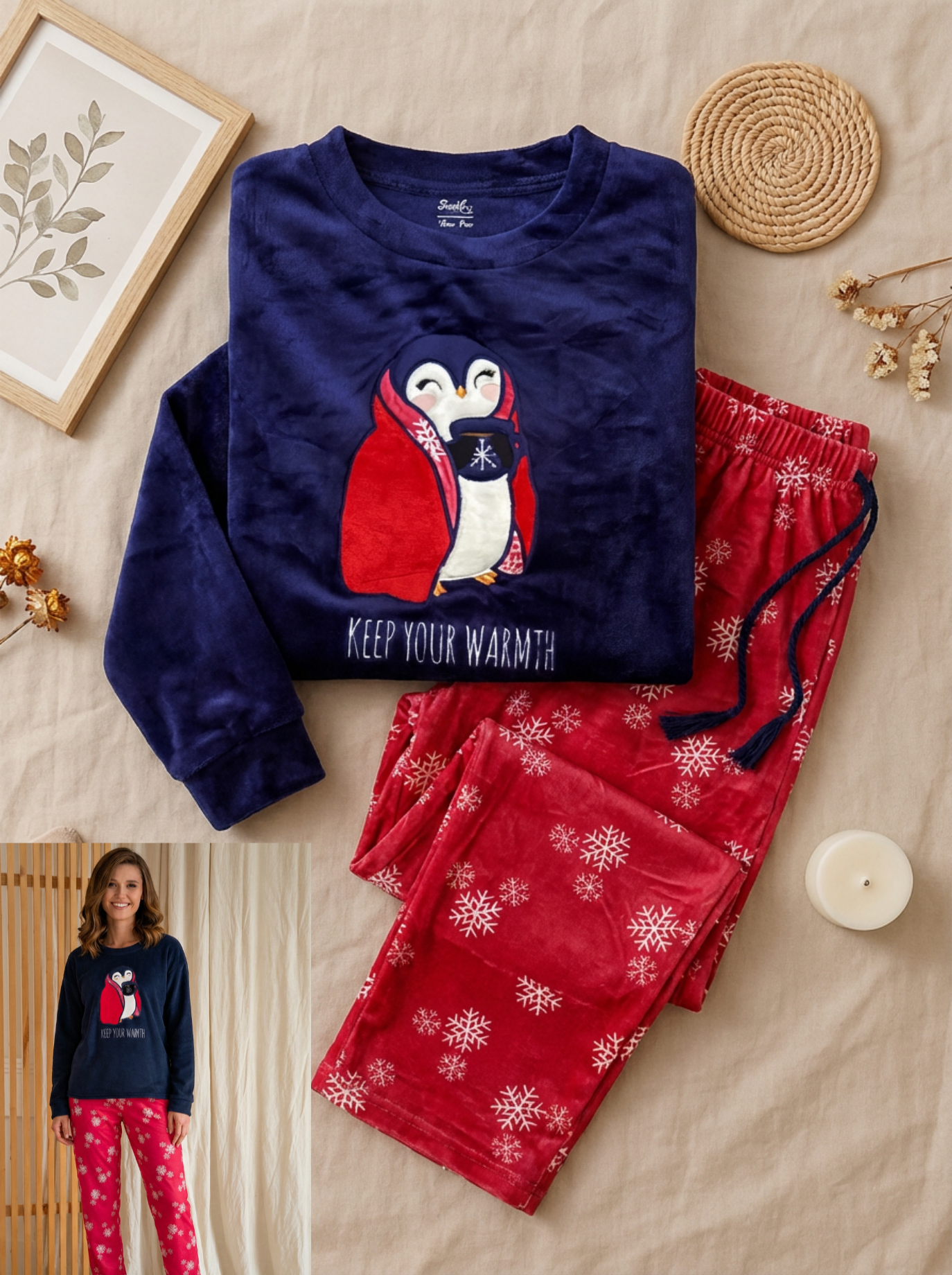 Winter women pajama smile 6391