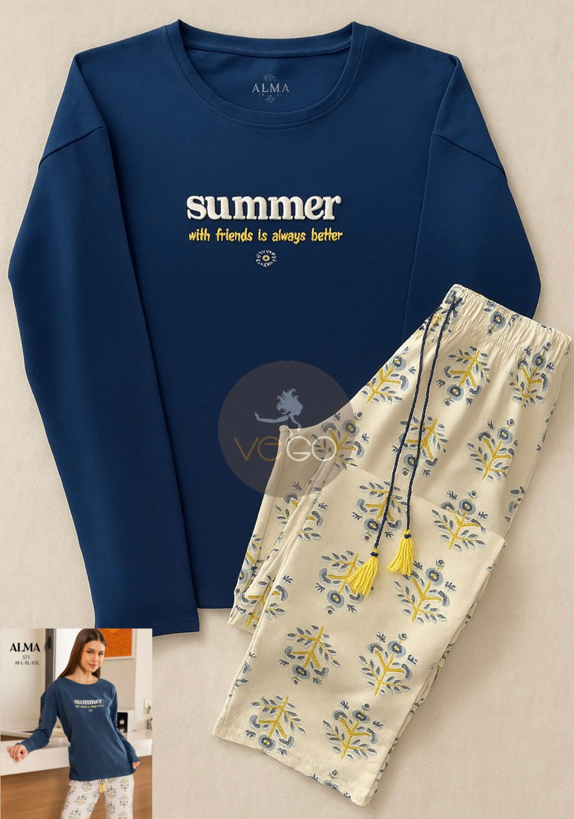 Summer women pajama alma long sleeve