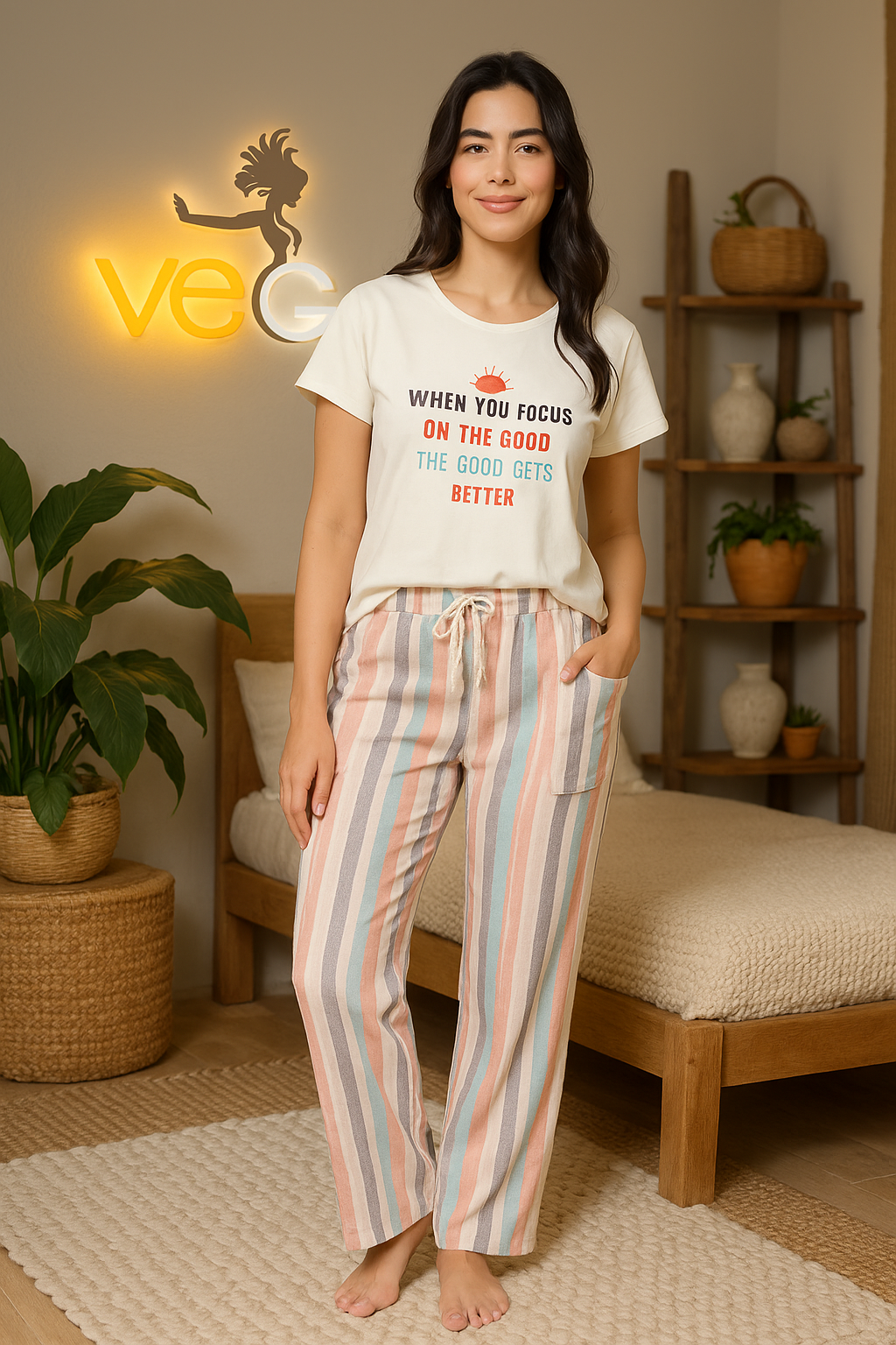 Summer women pajama smile pant