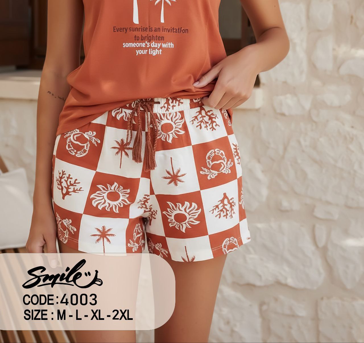 Summer women pajama smile 4003
