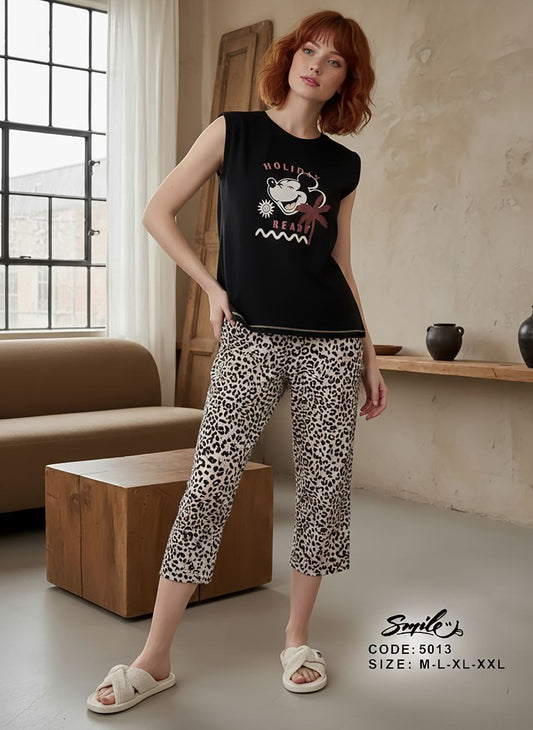 Summer women pajama smile 5013