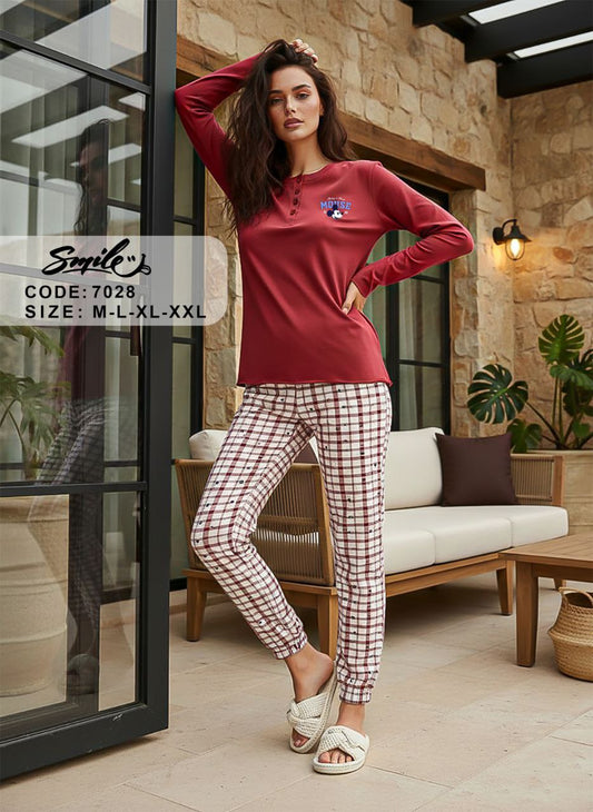 Summer women pajama smile 7028