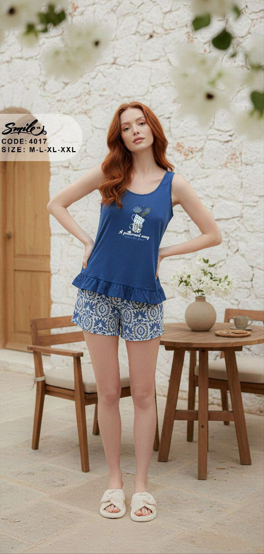 Summer women pajama smile 4017