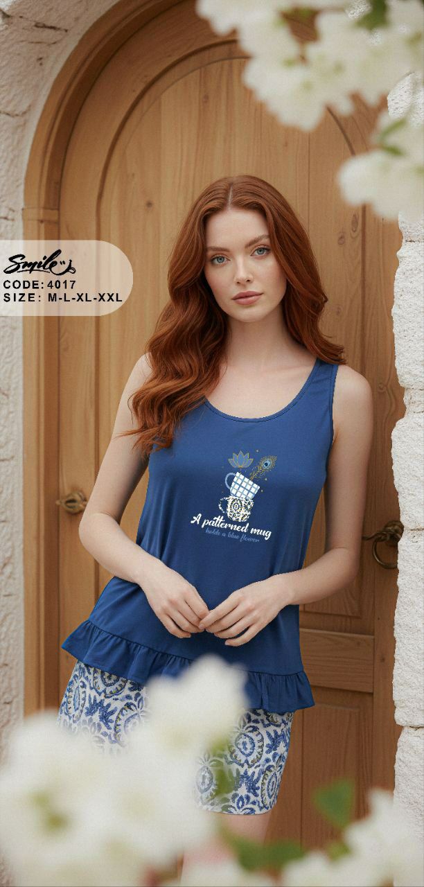 Summer women pajama smile 4017