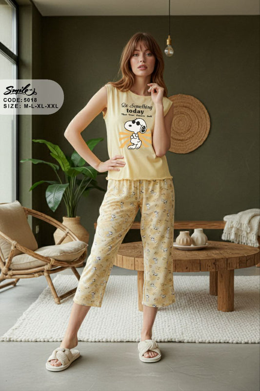 Summer women pajama smile 5018