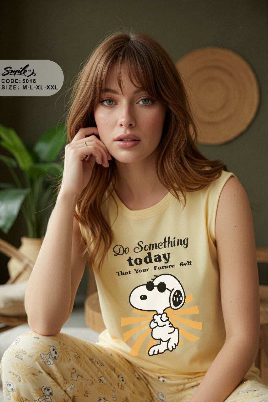 Summer women pajama smile 5018