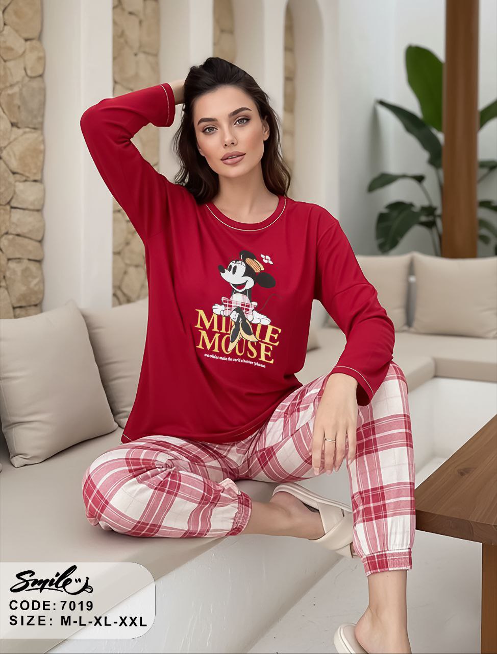 Summer women pajama smile 7019