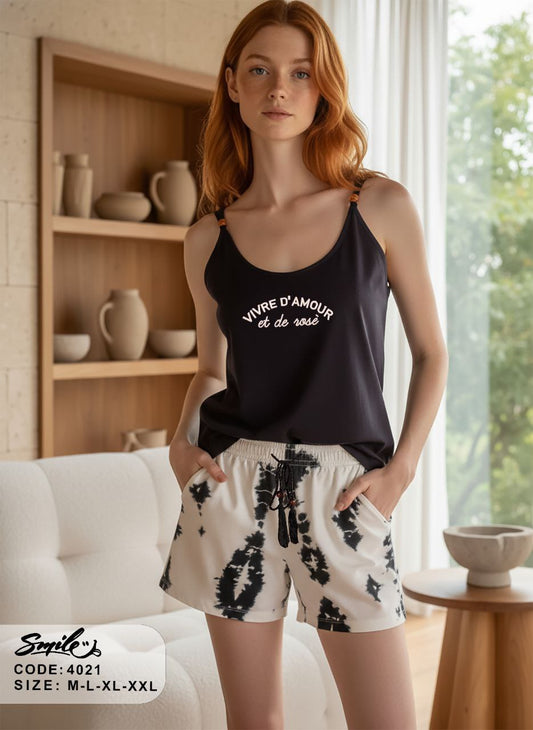Summer women pajama smile 4021