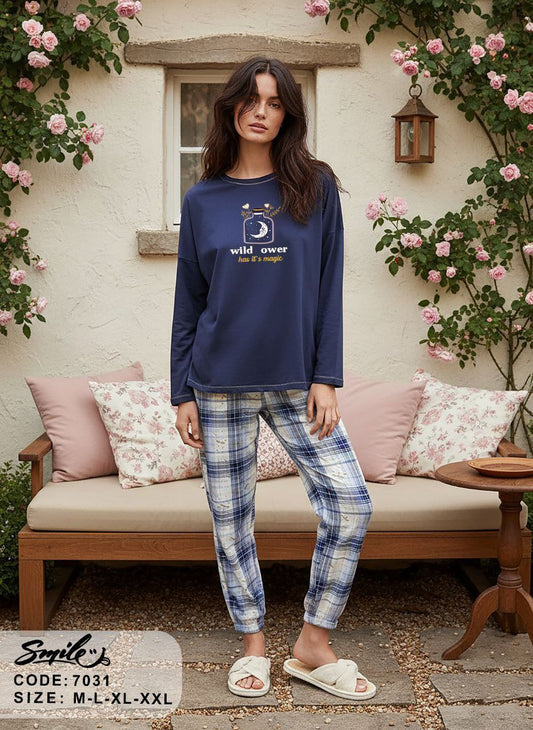 Summer women pajama smile 7031
