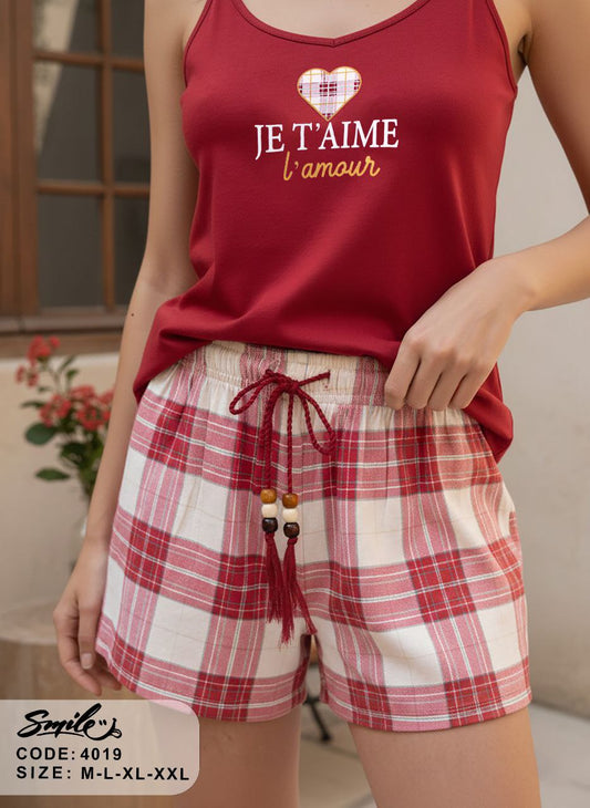 Summer women pajama smile 4019