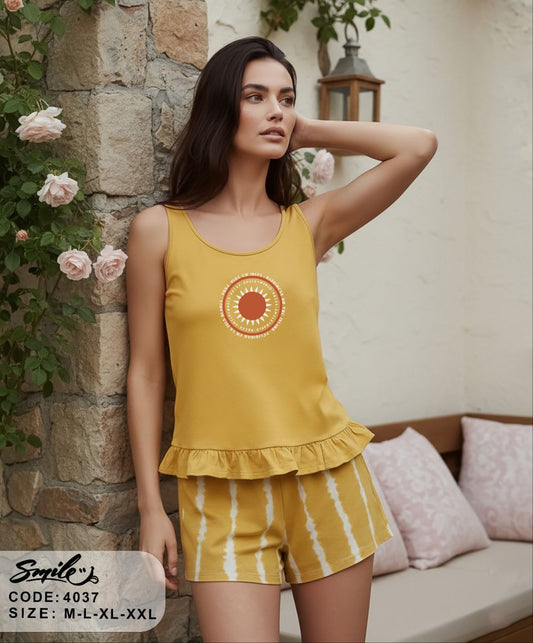 Summer women pajama smile 4037