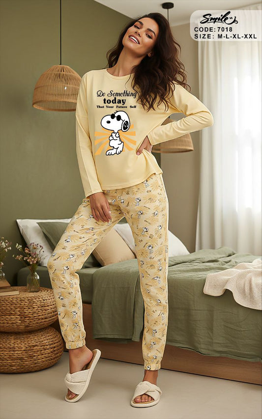 Summer women pajama smile 7018