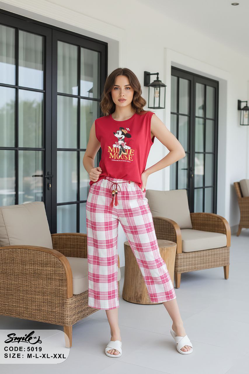 Summer women pajama smile 5019