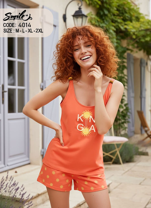 Summer women pajama smile 4014