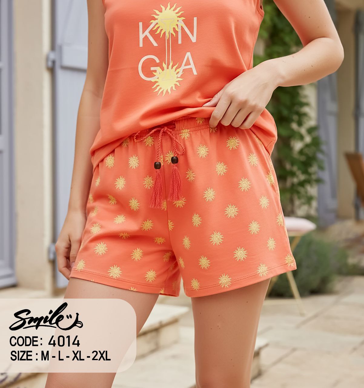Summer women pajama smile 4014