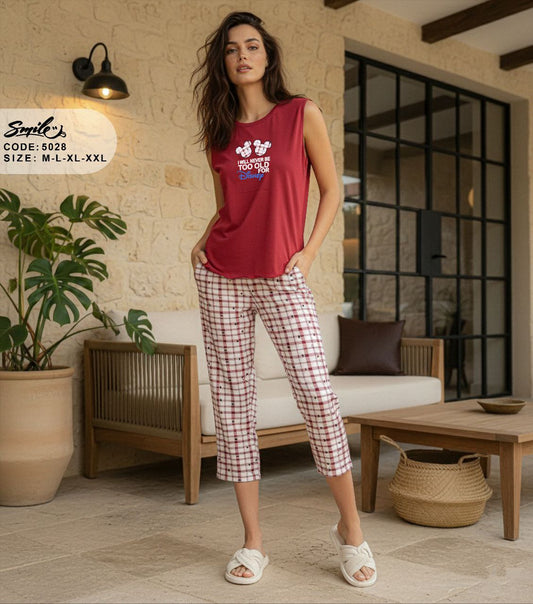 Summer women pajama smile 5028