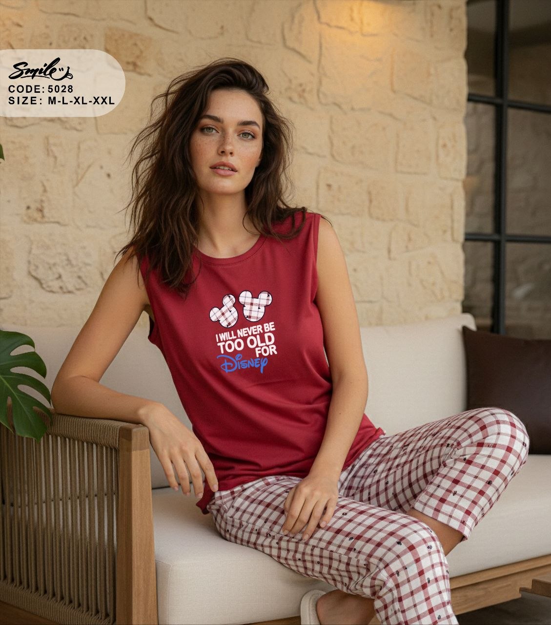 Summer women pajama smile 5028