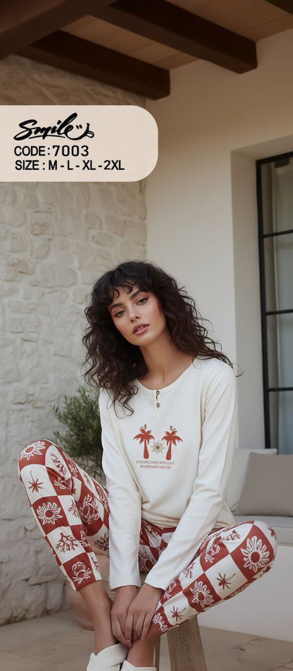 Summer women pajama smile 7003