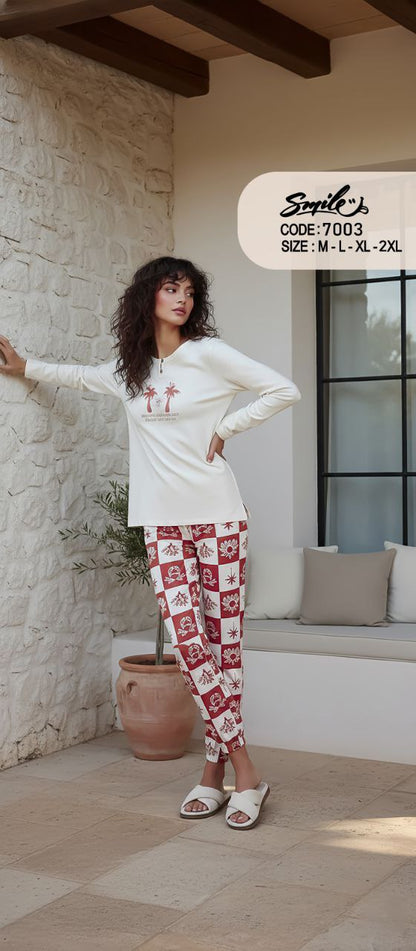 Summer women pajama smile 7003